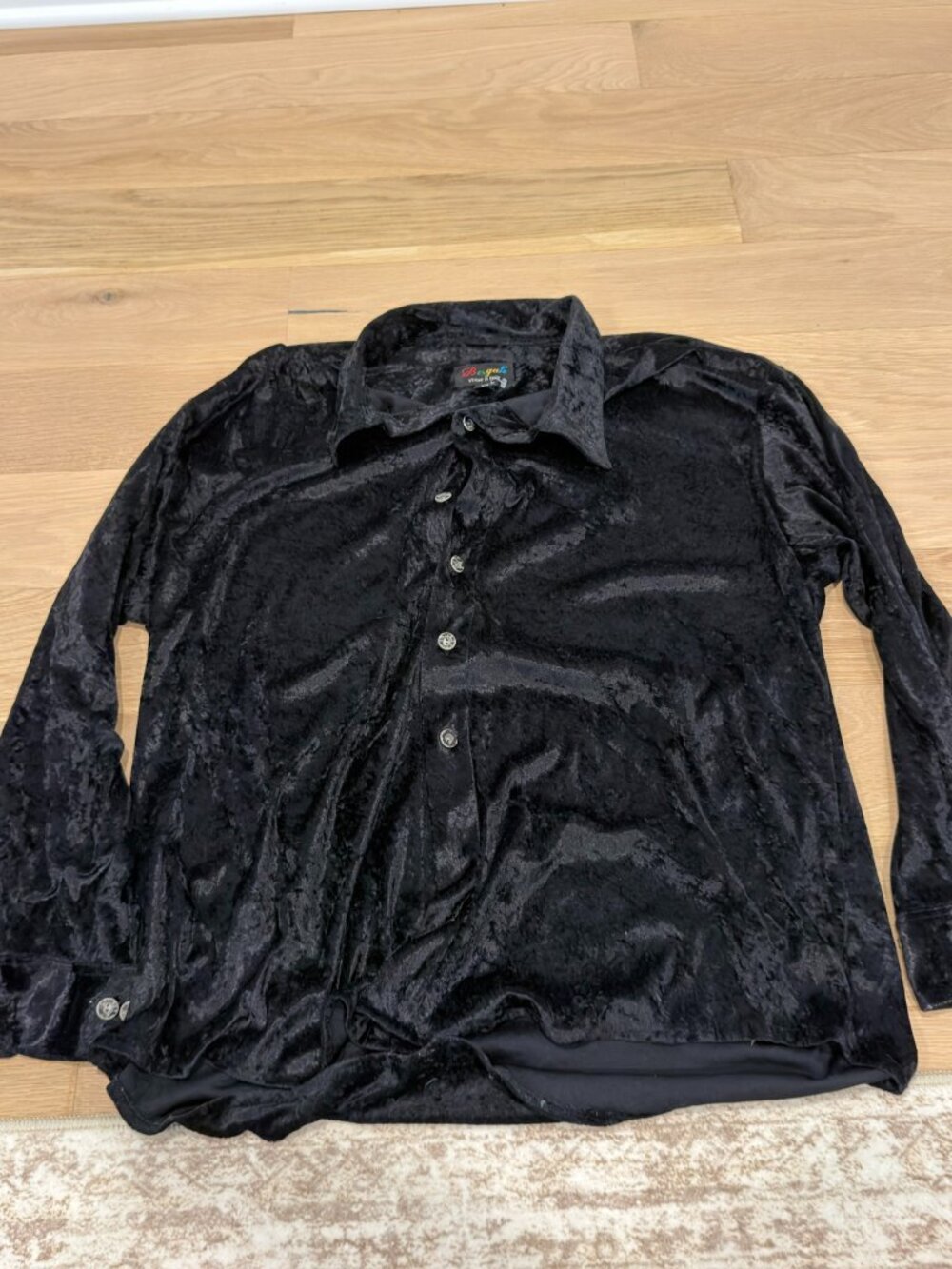 Velvet Black Button Down Dress Shirt